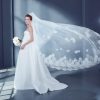 Cathedral Bridal Veil in Tulle with Lace by Peter Langner Accessories - Image 1