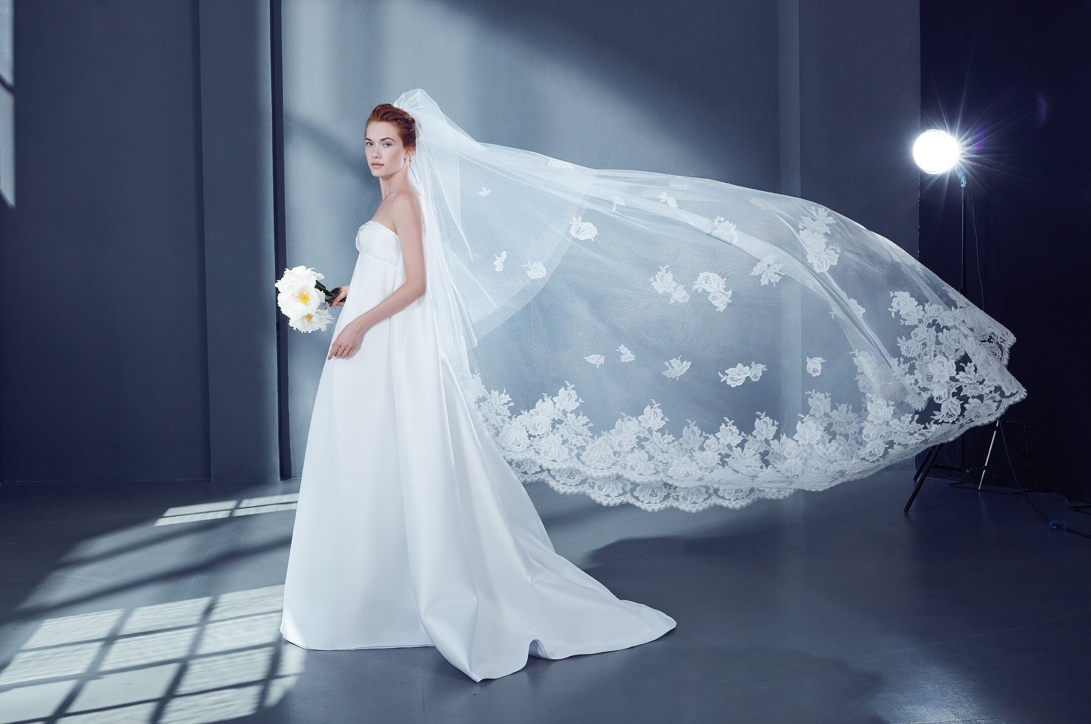 Cathedral Bridal Veil In Tulle With Lace Kleinfeld Bridal