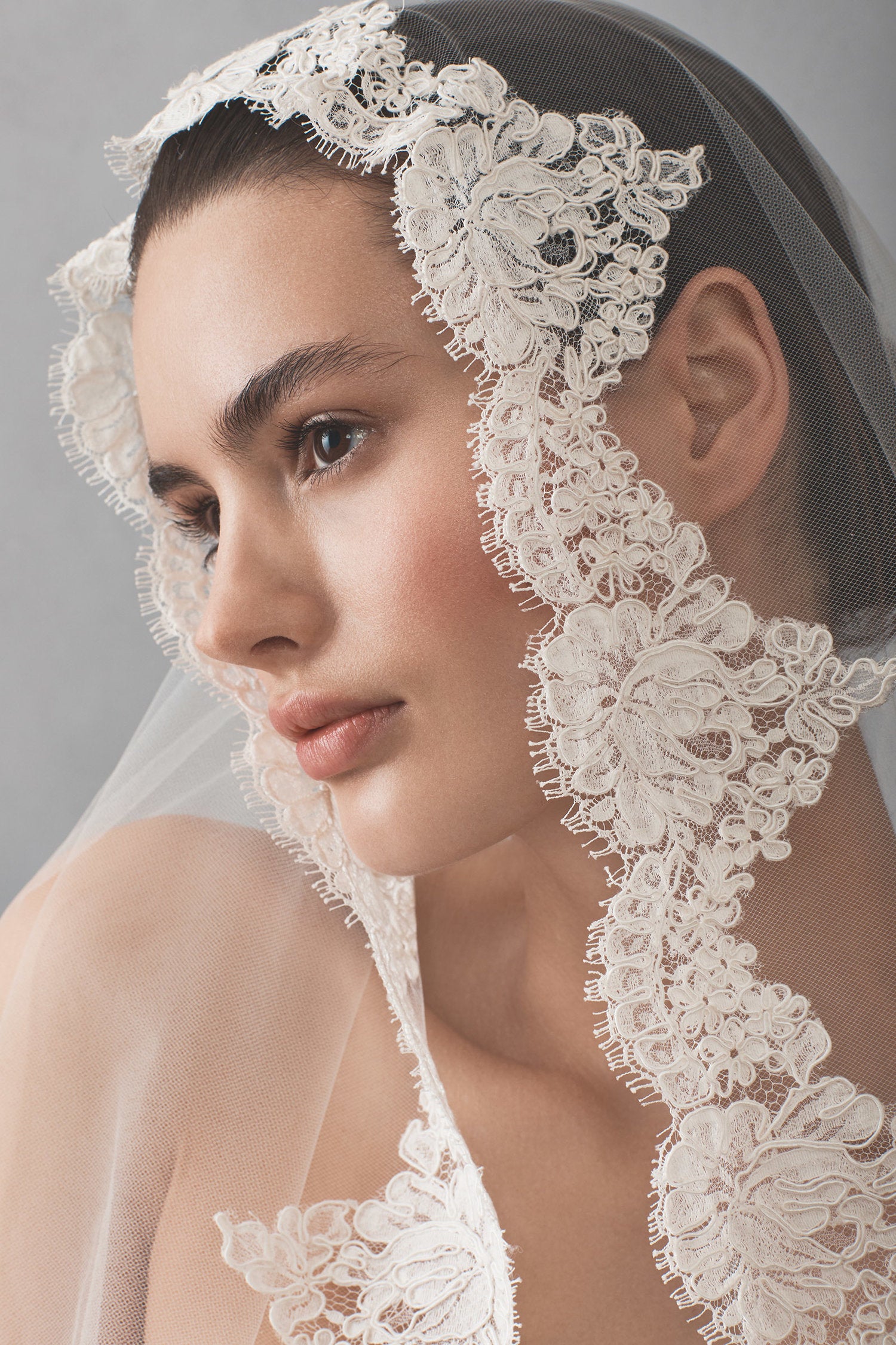 Cathedral Tulle Bridal Veil With Lace  Kleinfeld Bridal