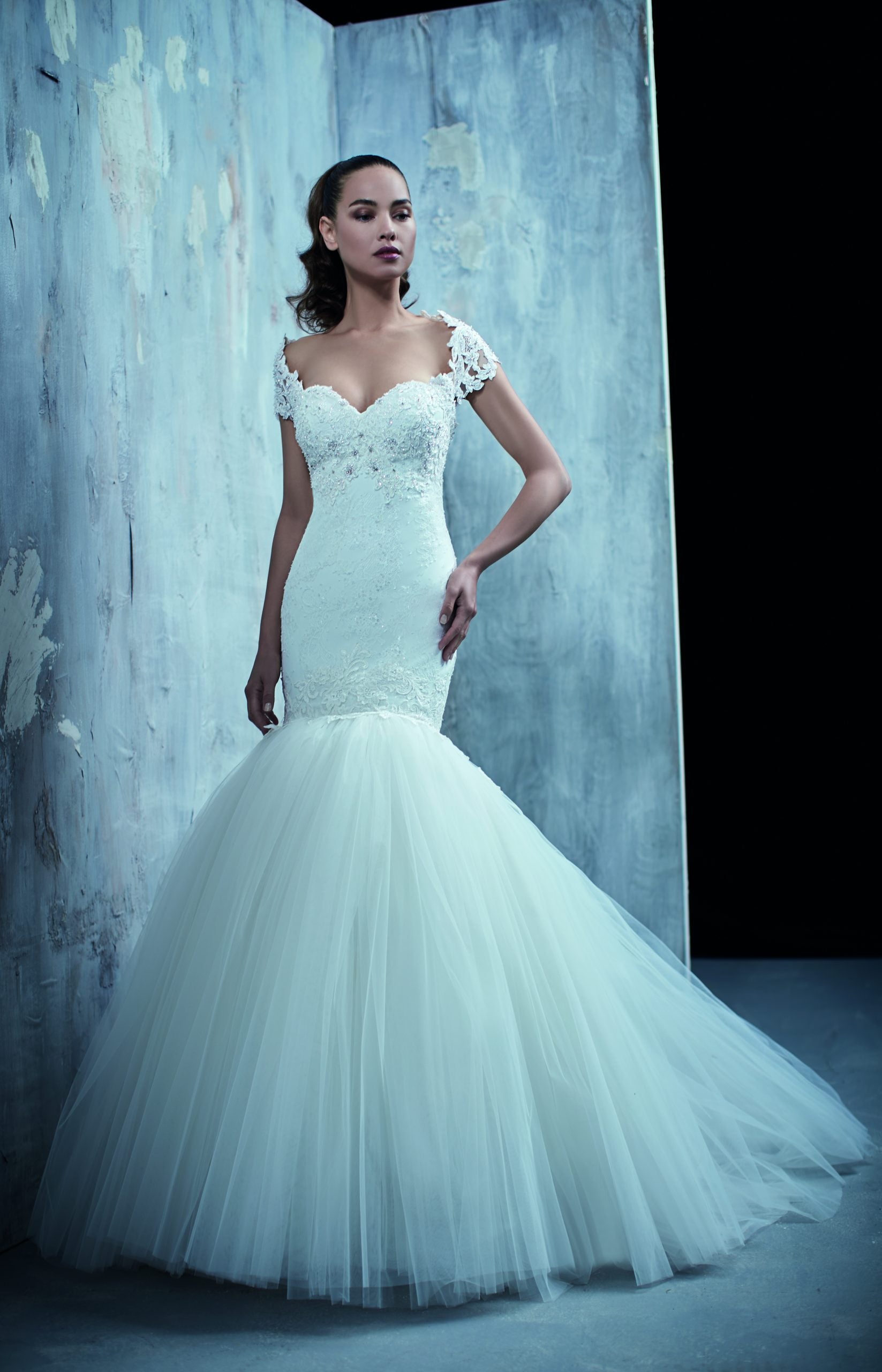 Strapless Sweetheart Neckline Fit And Flare Wedding Dress With Petal  Embroidered Tulle Over Lace | Kleinfeld Bridal