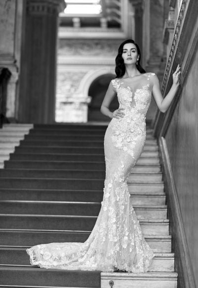 Modern Fit And Flare Wedding Dress by Maison Signore