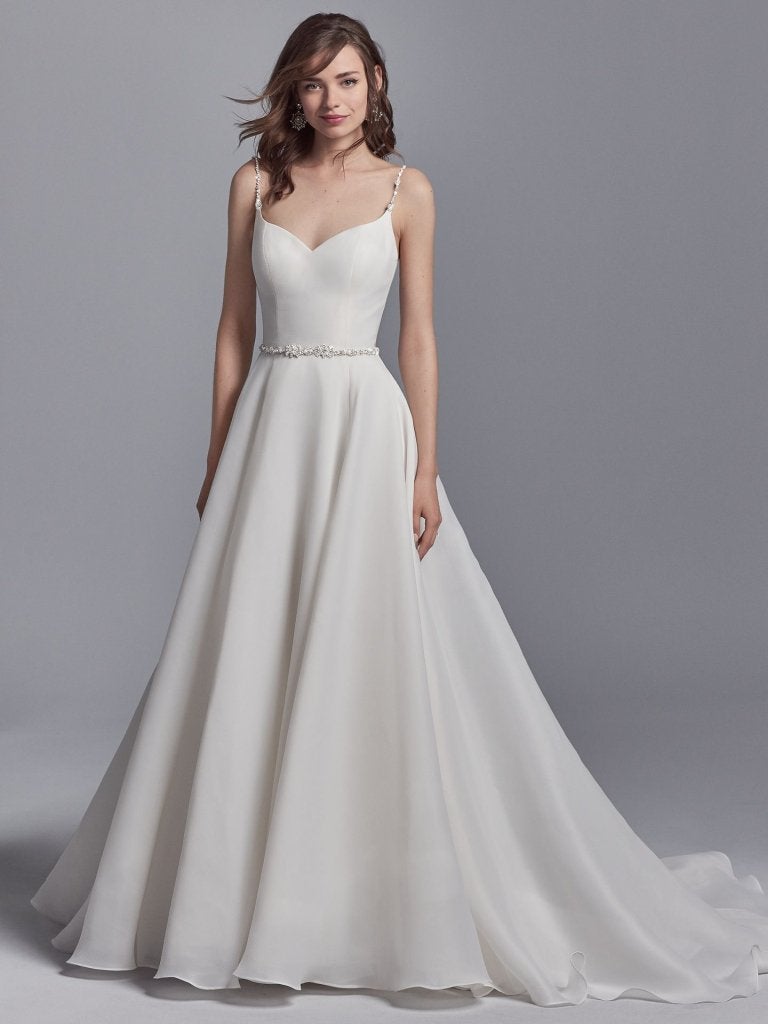 Elegant Sweetheart Organza Sleeveless A line  Wedding  Dress  