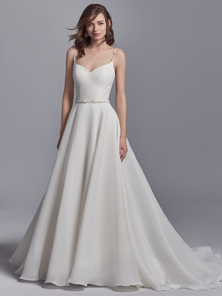  Elegant  Sweetheart Organza Sleeveless A line  Wedding  Dress  