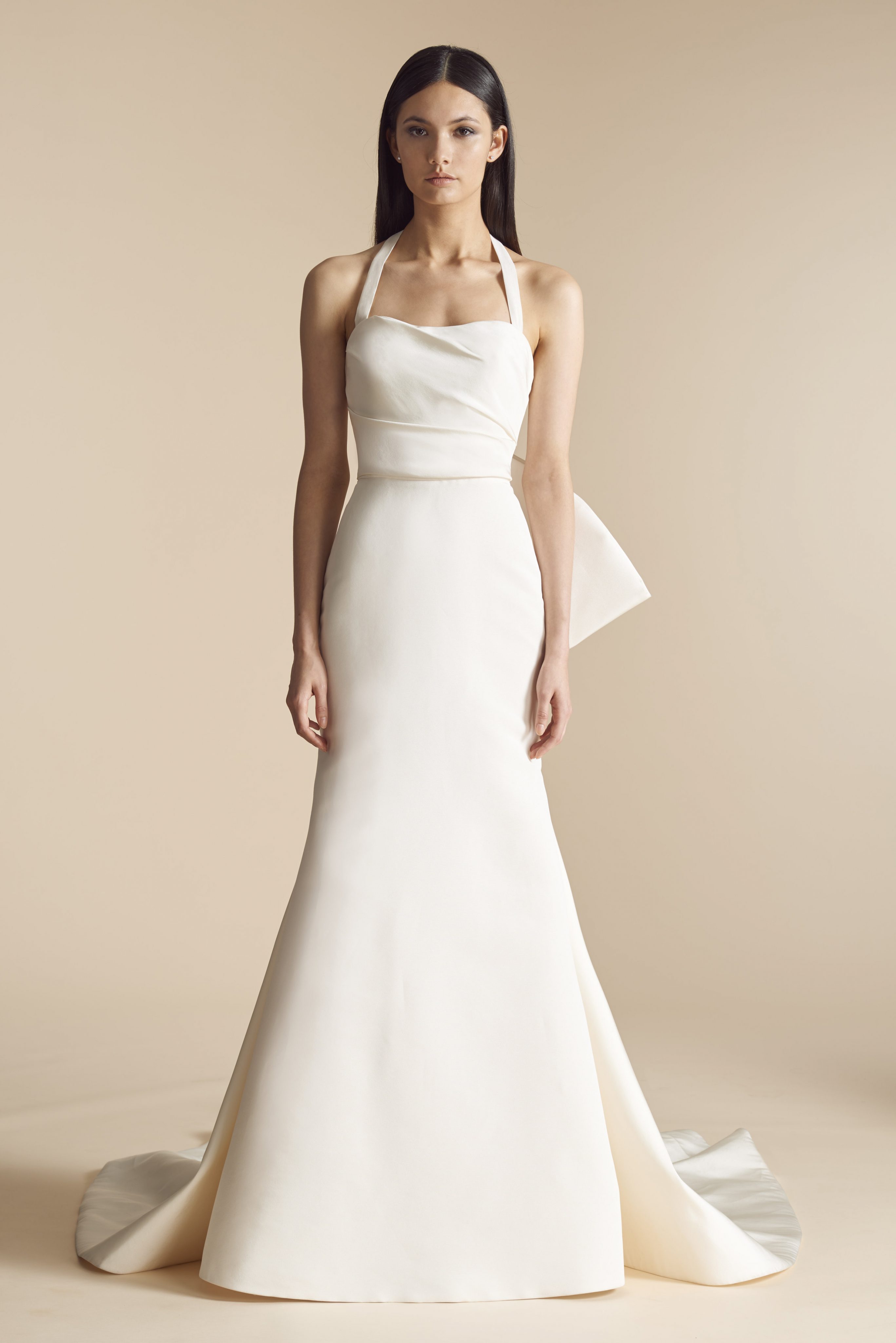 Silk Fit And Flare Wedding Dress With Halter And ...