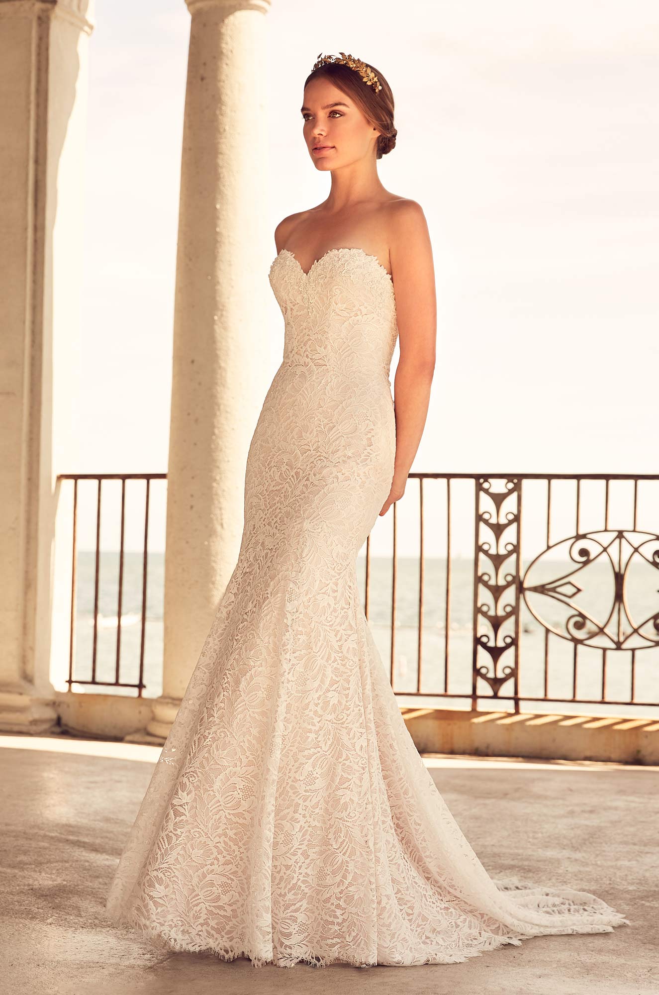  Sweetheart  Neckline Beaded Lace Fit And Flare Wedding  