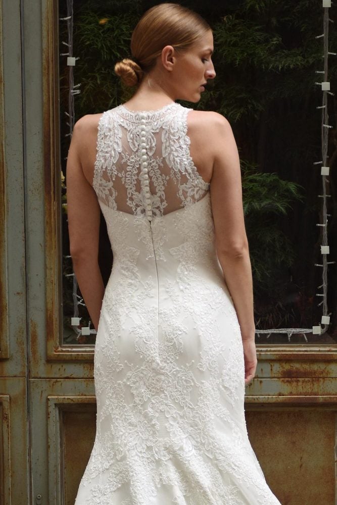 High Illusion Sweetheart Neck Lace Fit And Flare Wedding Dress - Image 2