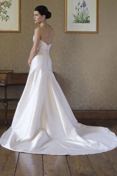 Simple Satin Sweetheart Neck Fit And Flare Wedding Dress - Image 2