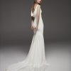 Sleeveless V-neck Simple Silk Sheath Wedding Dress by Pronovias - Image 2