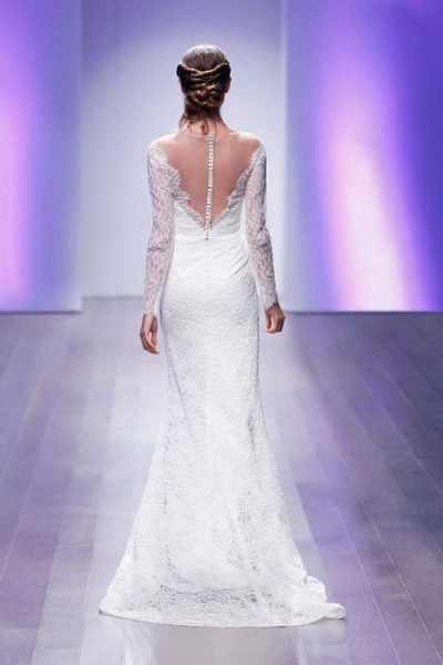 Long Sleeve A-line Lace Wedding Dress - Image 2