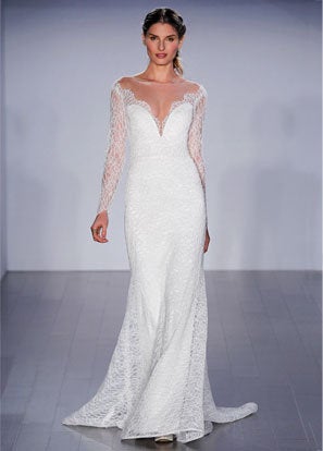 Long Sleeve A-line Lace Wedding Dress - Image 1