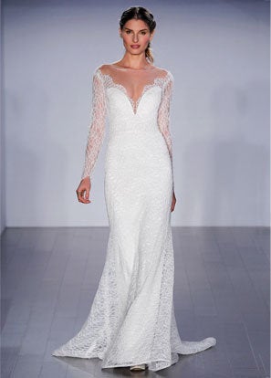 a line long sleeve gown