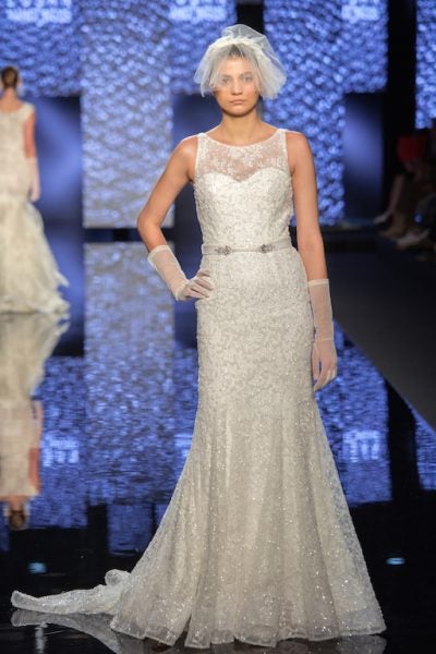 Illusion Neckline Sequin And Beading Embellishments Wedding Dress - Image 1