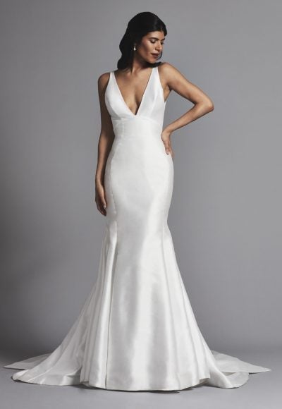 Sleeveless V-neck Fit And Flare Wedding Dress by Pnina Tornai