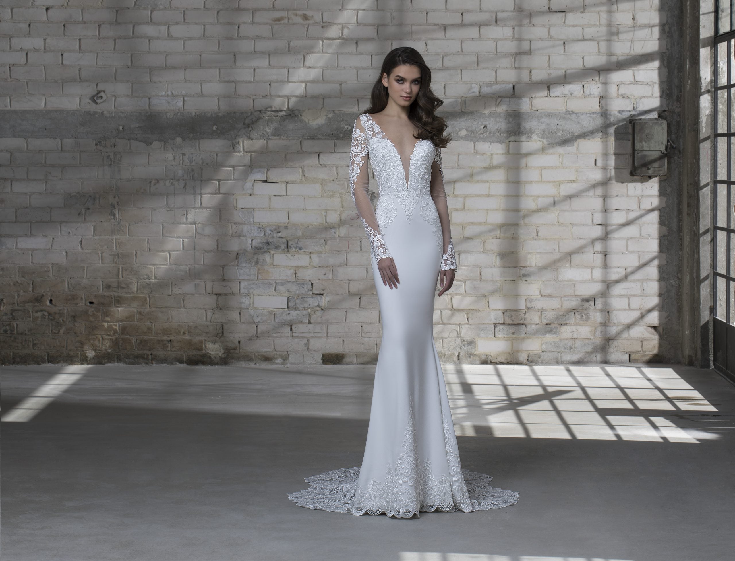 lace sheath wedding dress with removable overskirt