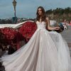 Floral Applique V-neck Bodice A-line Wedding Dress by Maison Signore - Image 1