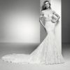 Off The Shoulder Sweetheart Neckline Lace Mermaid Wedding Dress by Pronovias - Image 1