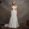 V-neck Sleeveless Sequin A-line Wedding Dress by Enaura Bridal - Image 1