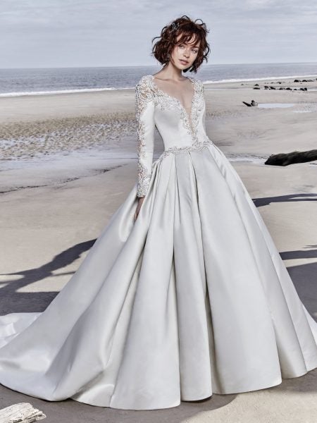 long satin wedding dress