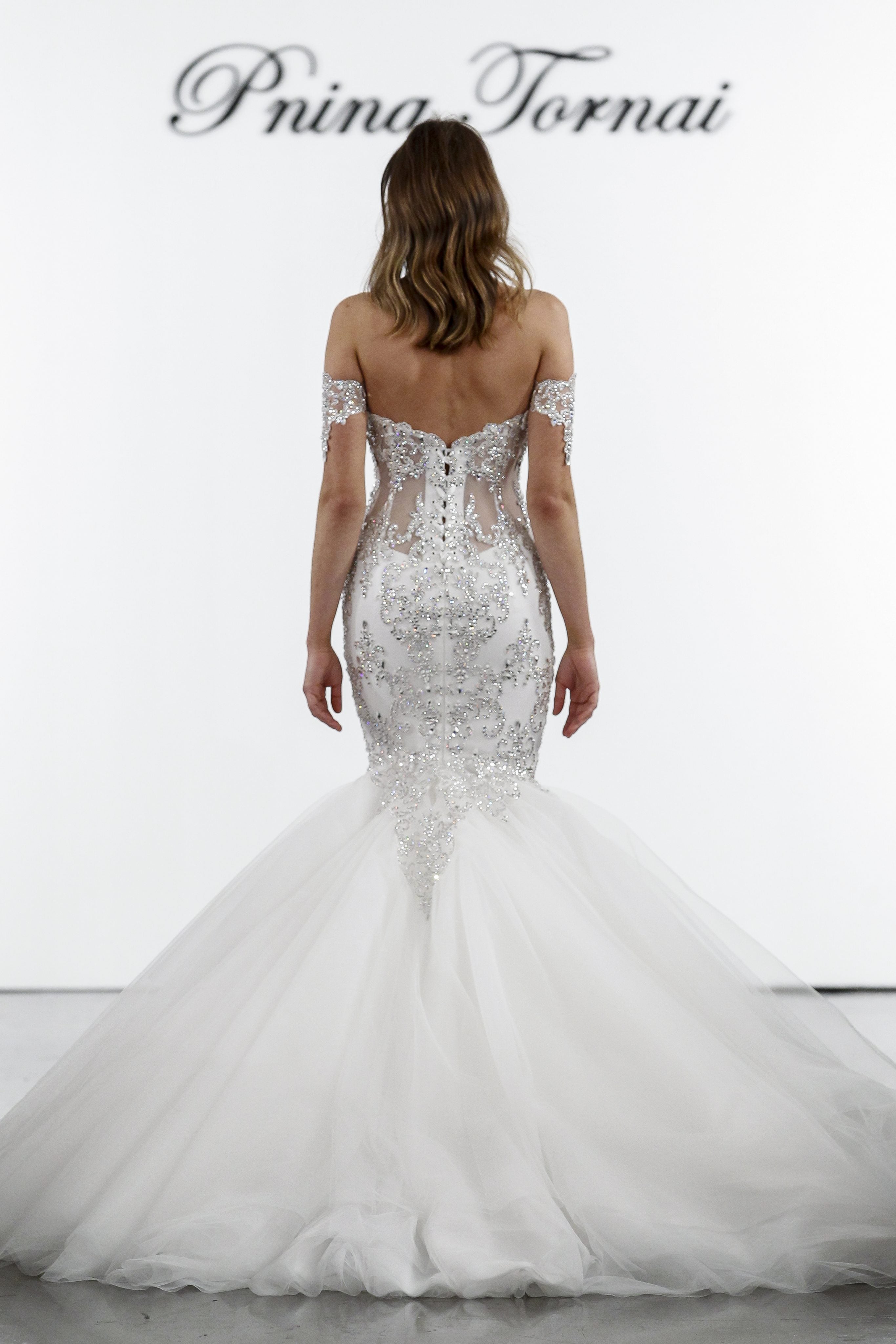Crystal Embellished Mermaid Tulle Skirt Wedding Dress | Kleinfeld Bridal