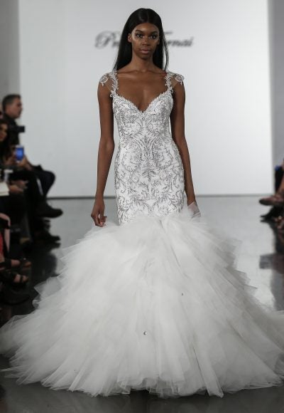 Crystall Embellished Mermaid Wedding Dress With Tulle Skirt by Pnina Tornai