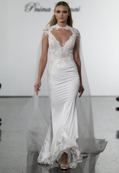 Fit And Flare Wedding Dress With Sequin Netted Bodice by Pnina Tornai