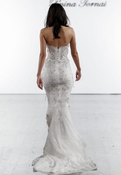 Sweetheart Lace Sheath With Embroidered Flowers by Pnina Tornai - Image 2