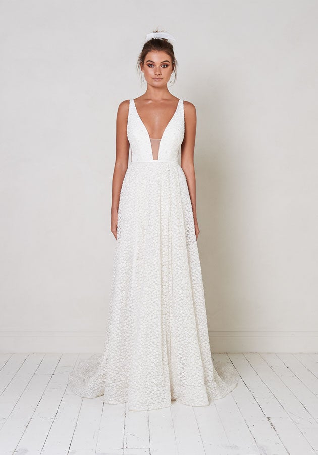 V neck a line bridesmaid dresses free