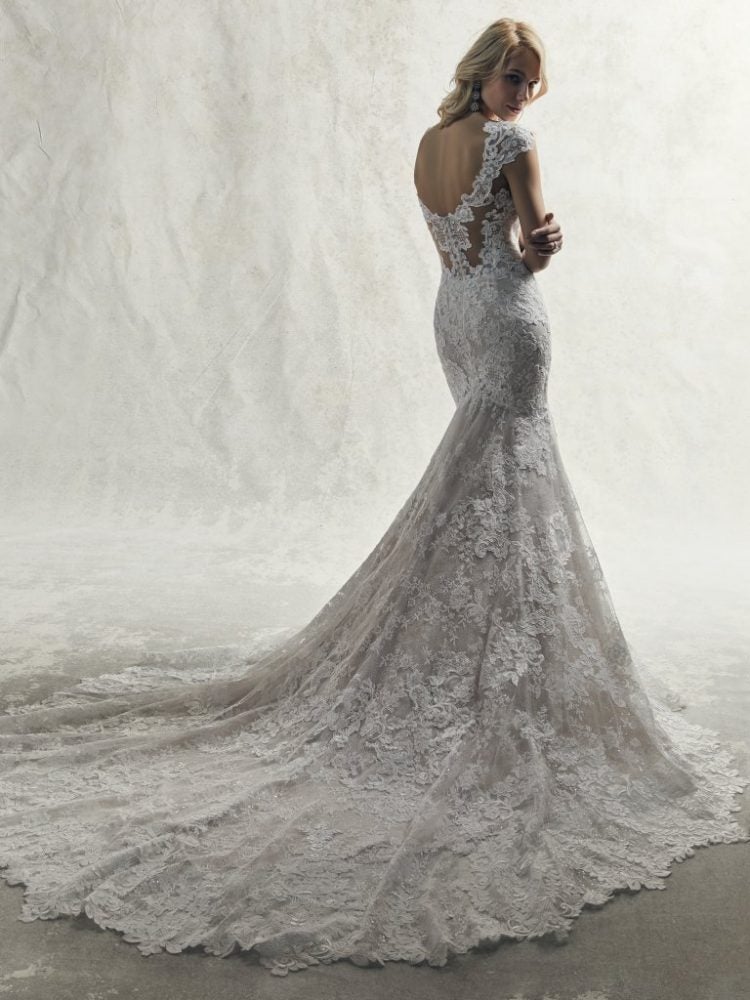 Fully Lace Cap Sleeve V-neck Fit And Flare Wedding Dress by Sottero and Midgley - Image 2