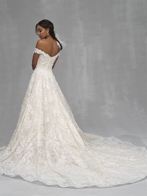 Off The Shoulder Floral Applique A-line Wedding Dress by Allure Bridals - Image 2