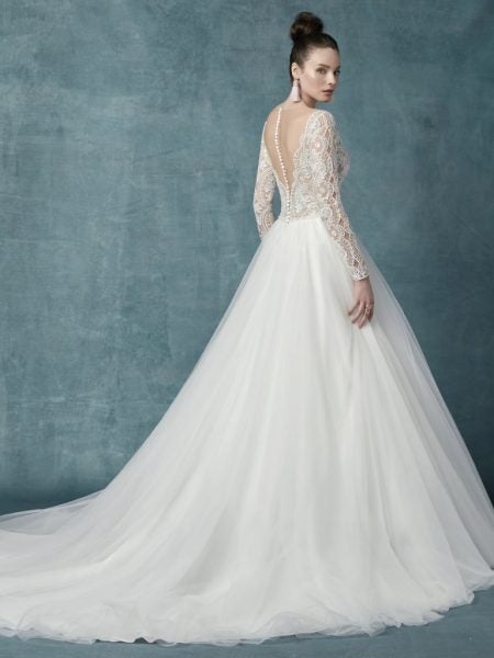 long sleeve lace ball gown wedding dress