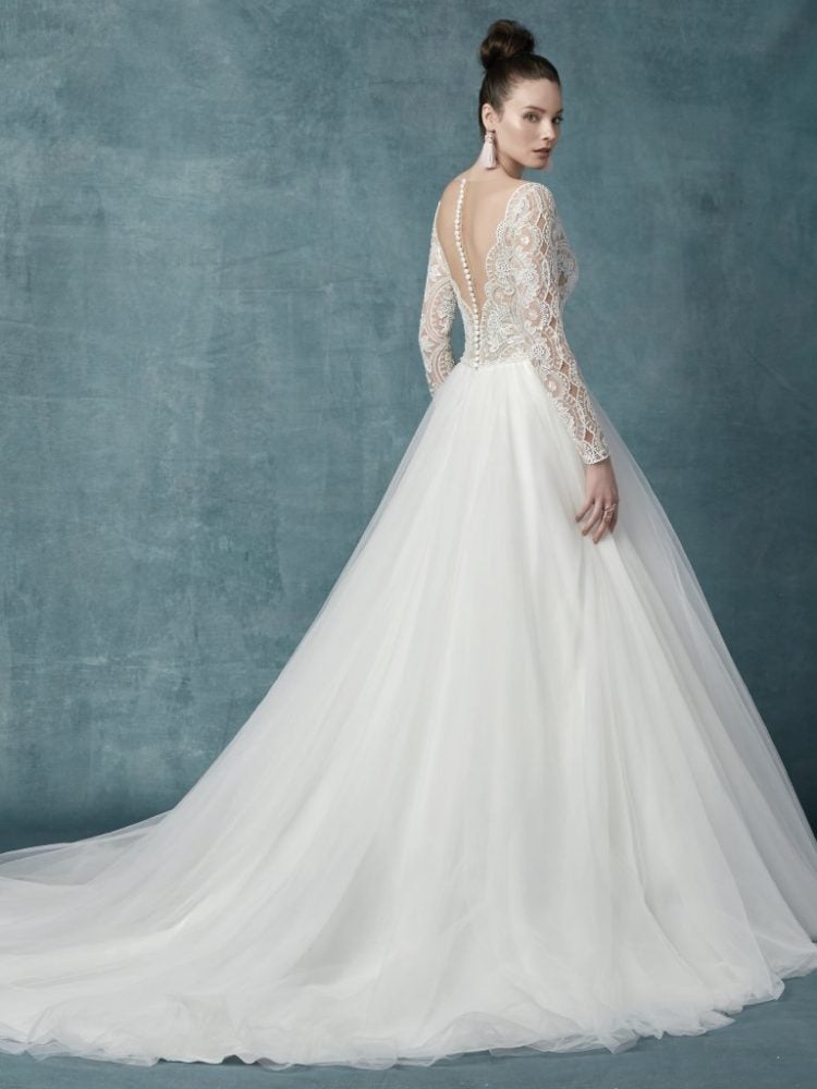 Long Sleeve Lace Tulle Ball Gown Wedding Dress | Kleinfeld ...