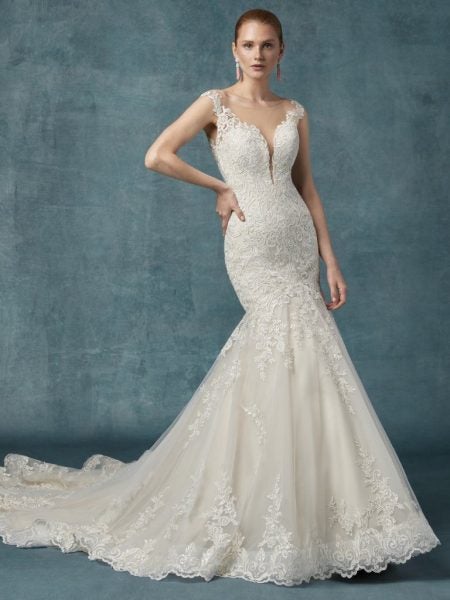 Fit And Flare Embroidered Lace Wedding Dress Kleinfeld Bridal