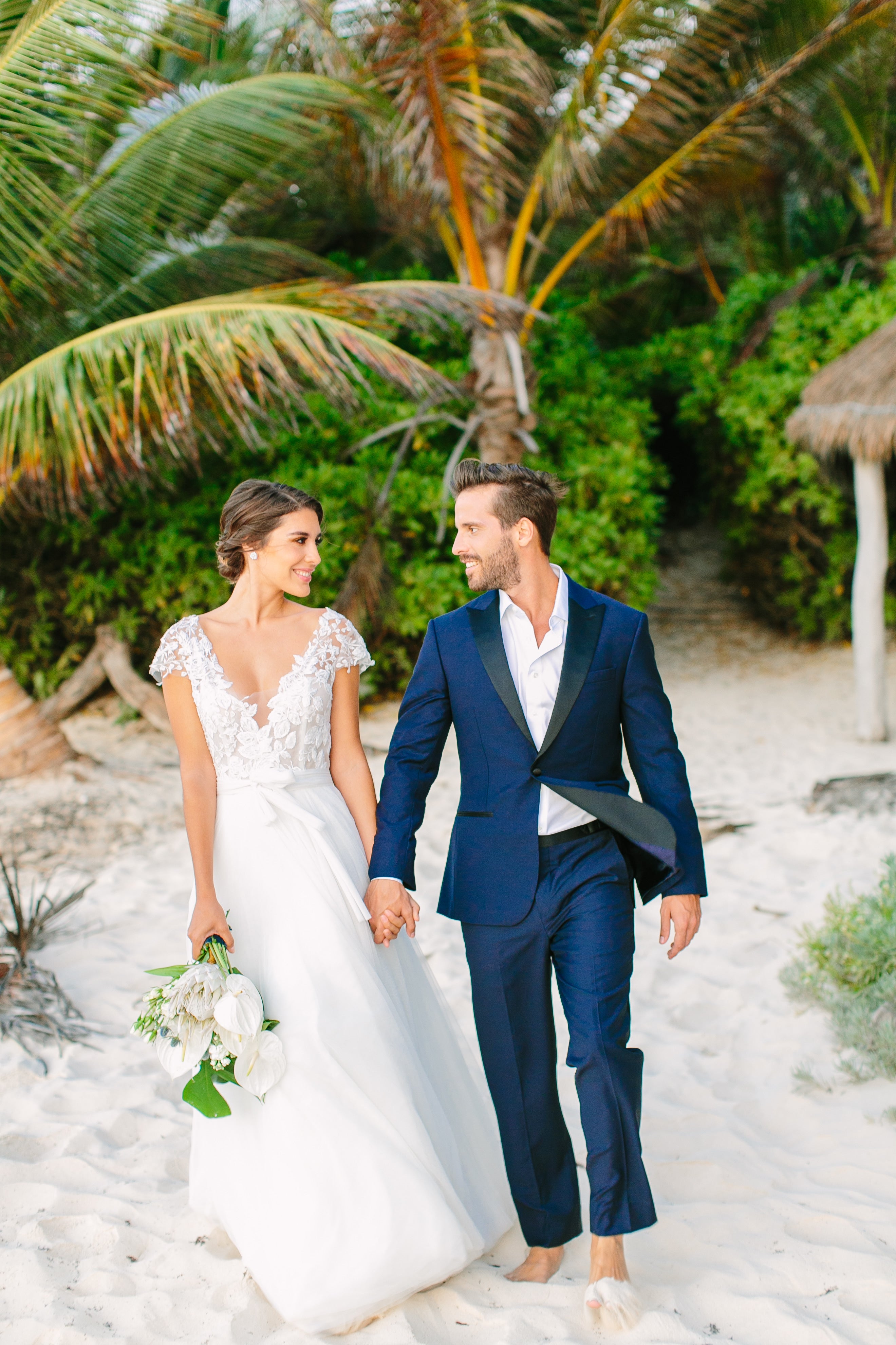 Tulum Weddings Are Unbelievably Romantic—Here's Proof: We took Kleinfeld Bridal wedding dresses and Kleinfeld Bridal Party bridesmaids dresses to Tulum, Mexico for a fun photoshoot on the beach full of flowers, sun, sand and fun!