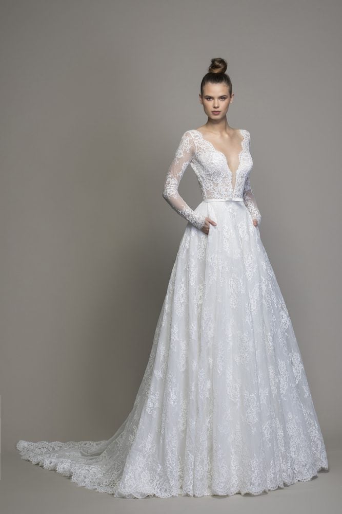 Long Sleeve Lace A Line Wedding Dress Kleinfeld Bridal