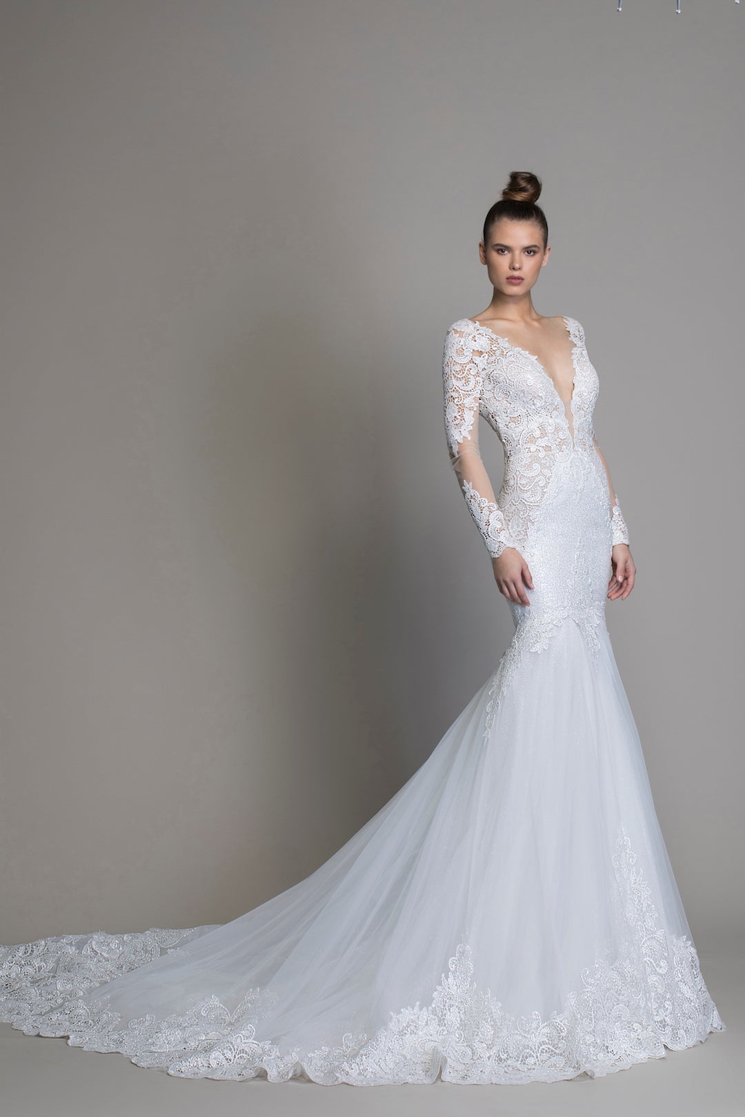 long sleeve wedding dress with train