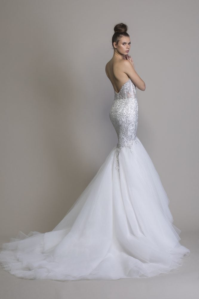 Mermaid Embellished Wedding Dress With Tulle Skirt by Love by Pnina Tornai - Image 2