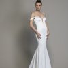 Satin Off The Shoulder Sheath Wedding Dress by Love by Pnina Tornai - Image 1