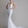 Sleeveless Glitter Sheath V-neck Wedding Dress by Love by Pnina Tornai - Image 1