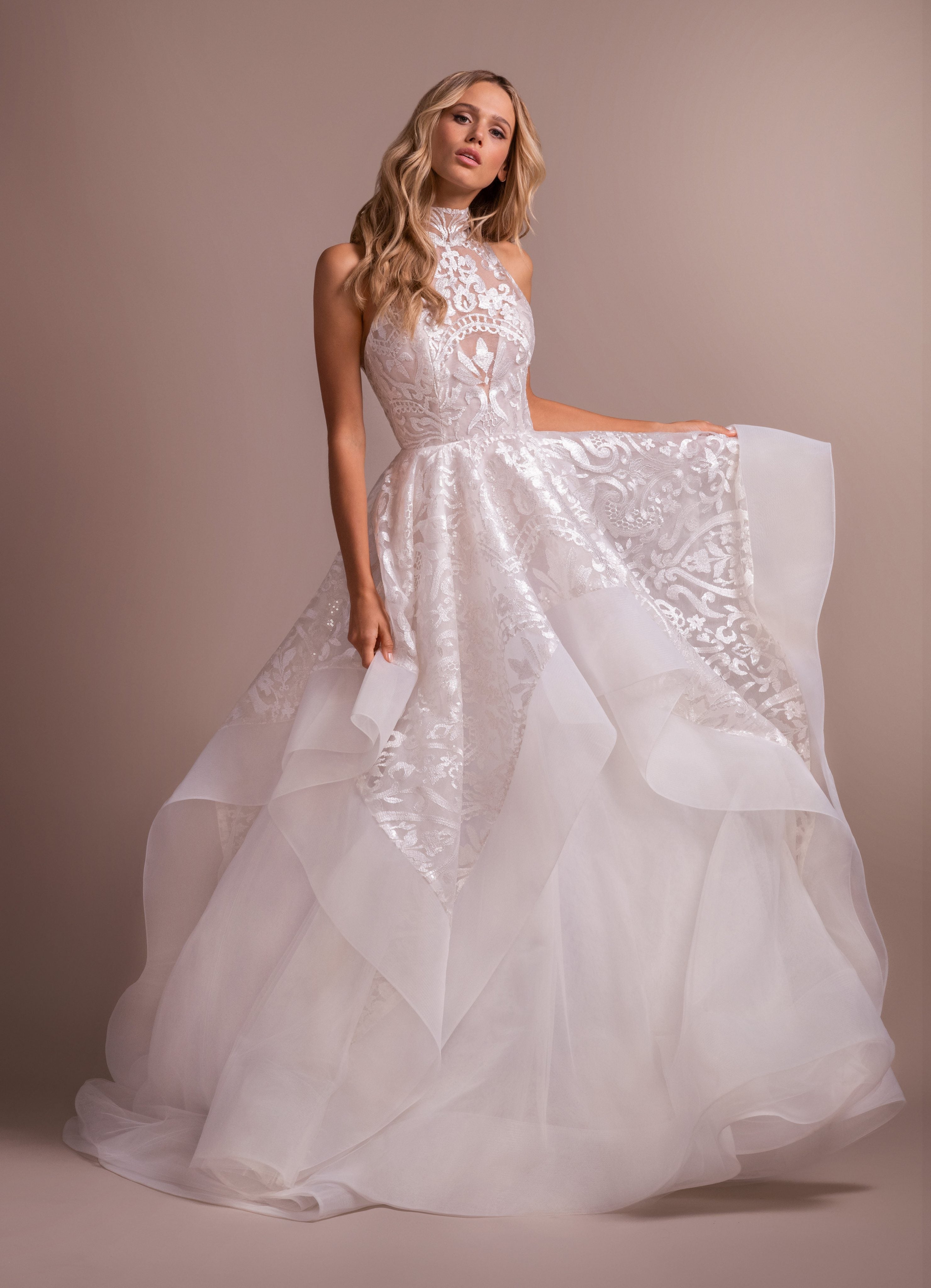 Blush Ball Gown High Neck Wedding Dress Kleinfeld Bridal