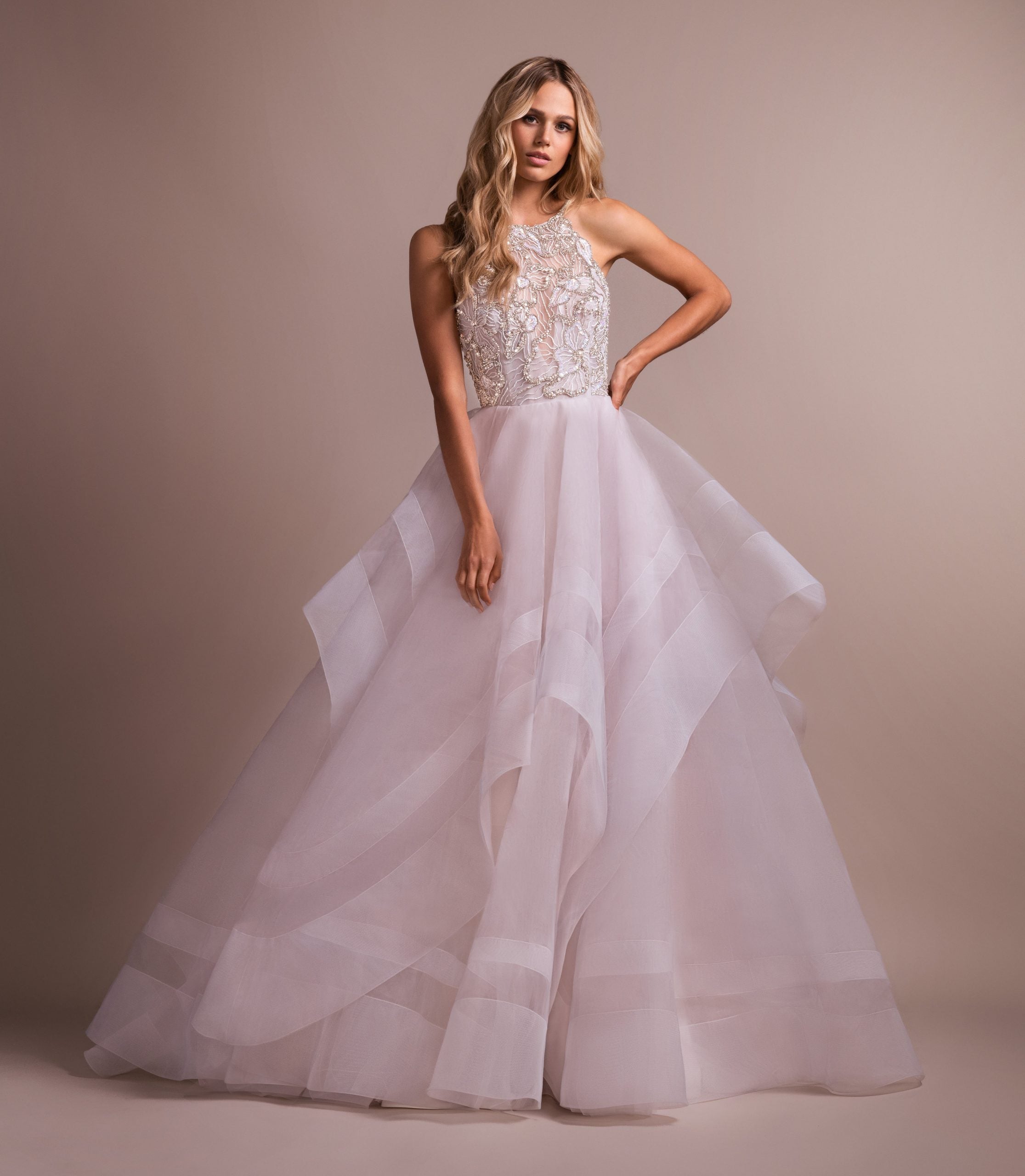 Blush Ball Gown With Horsehair Skirt 