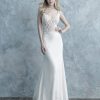 Spaghetti Strap Lace Bodice Crepe Sheath Wedding Dress by Allure Bridals - Image 1