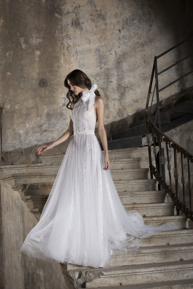 high collar lace wedding dress