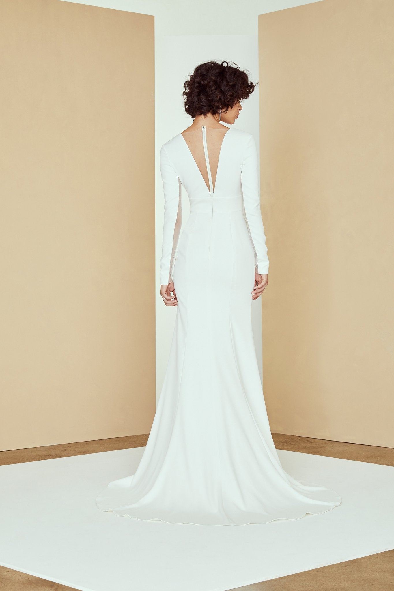 Long sleeve crepe sheath wedding dress patterns