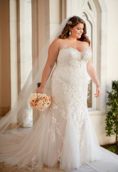 plus size fit and flare wedding dress