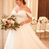 Simple Off the Shoulder Satin Ball Gown by Stella York - Image 1