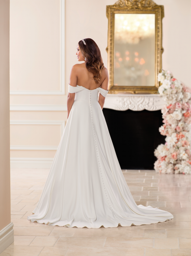 Simple Off the Shoulder Satin Ball Gown by Stella York - Image 3