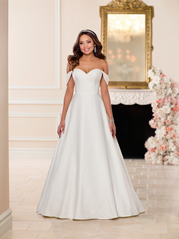 Simple Off the Shoulder Satin Ball Gown by Stella York - Image 2