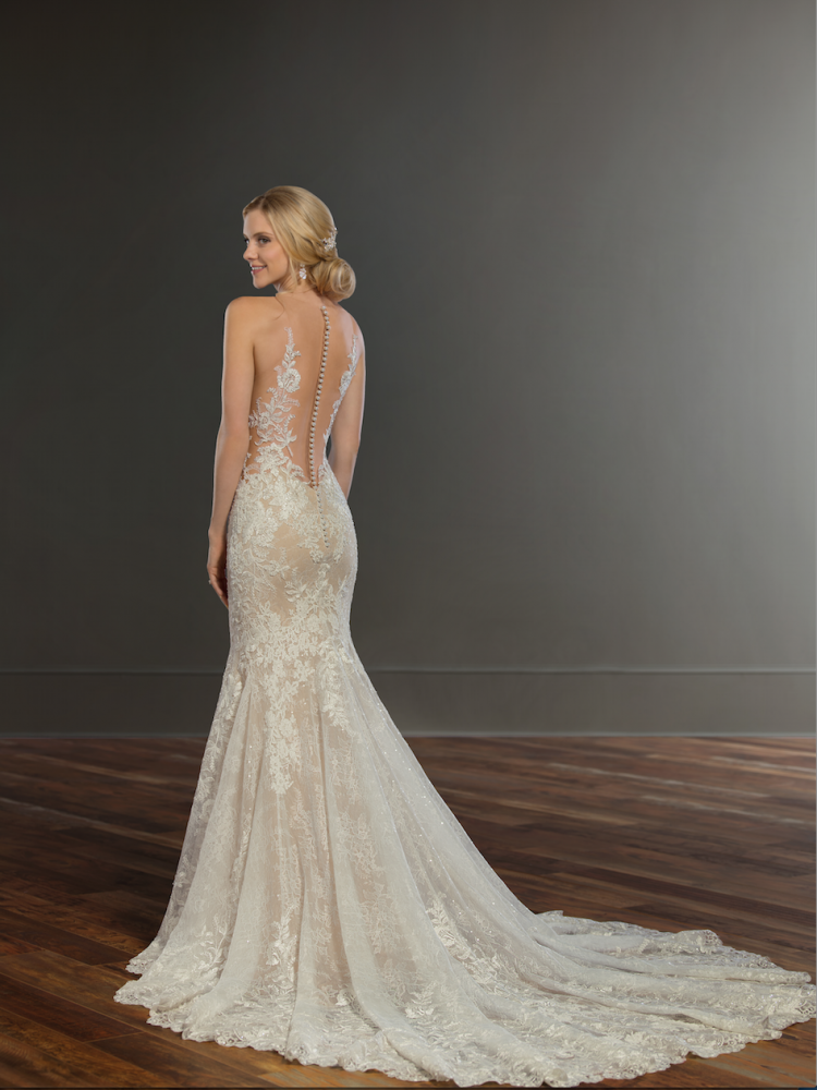 Beaded lace fit and flare wedding dress by Martina Liana - Image 2