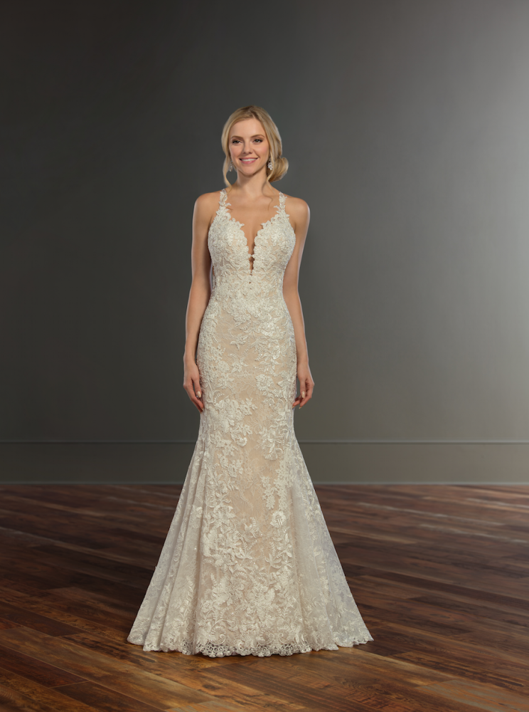 Beaded lace fit and flare wedding dress by Martina Liana - Image 1