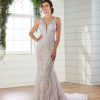 V-neck lace fit and flare wedding dress by Essense of Australia - Image 1